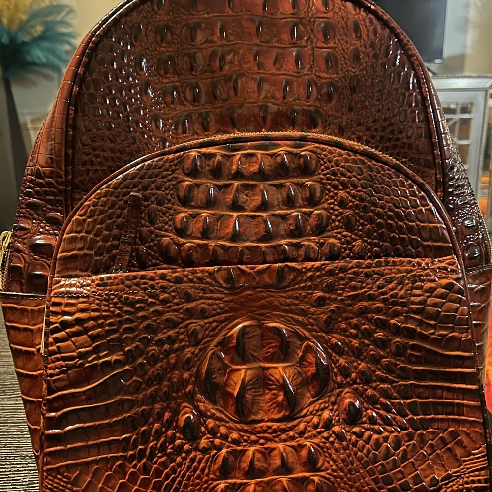 Brown Crocodile Embossed Backpack - image 1